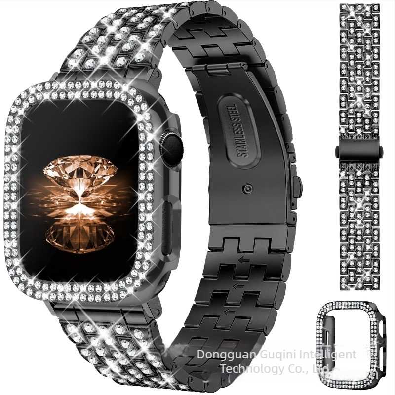 Apple Watchhoz készült fém óraszíj gyémánt-díszítéssel, pattintós csattal