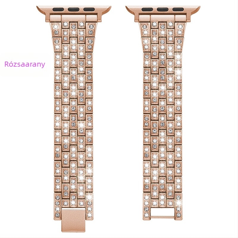 Apple Watch rozsdamentes acél karkötő gyémántbevonattal – kompatibilis Series 5–7, anyag: acél, stílus: üzleti, márka Xiangchen