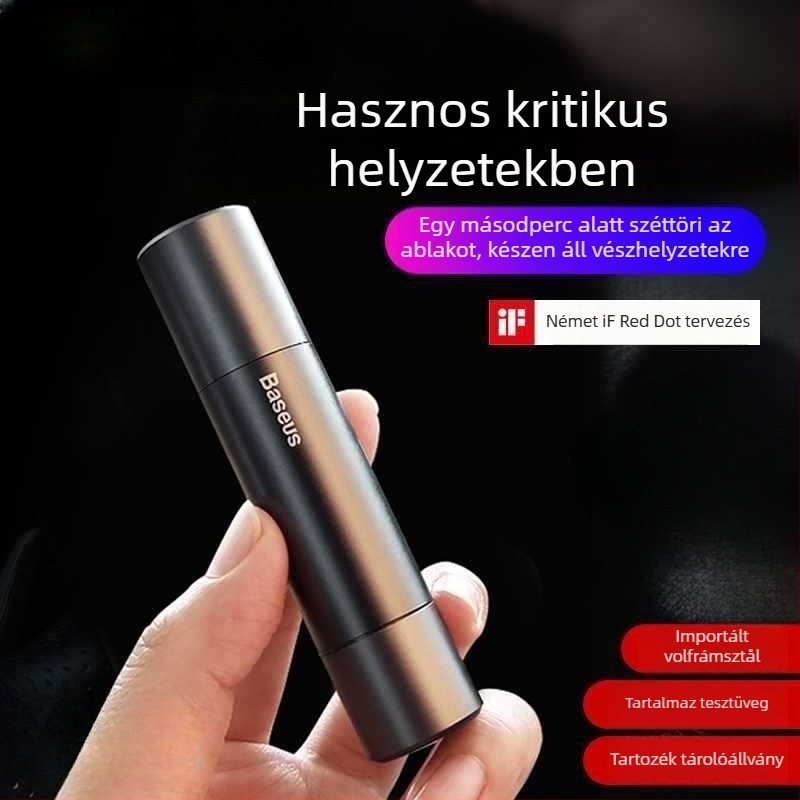 Autóba szerelhető ablaknyitó és életmentő kalapács, vészhelyzeti menekülésre, többfunkciós üvegütő