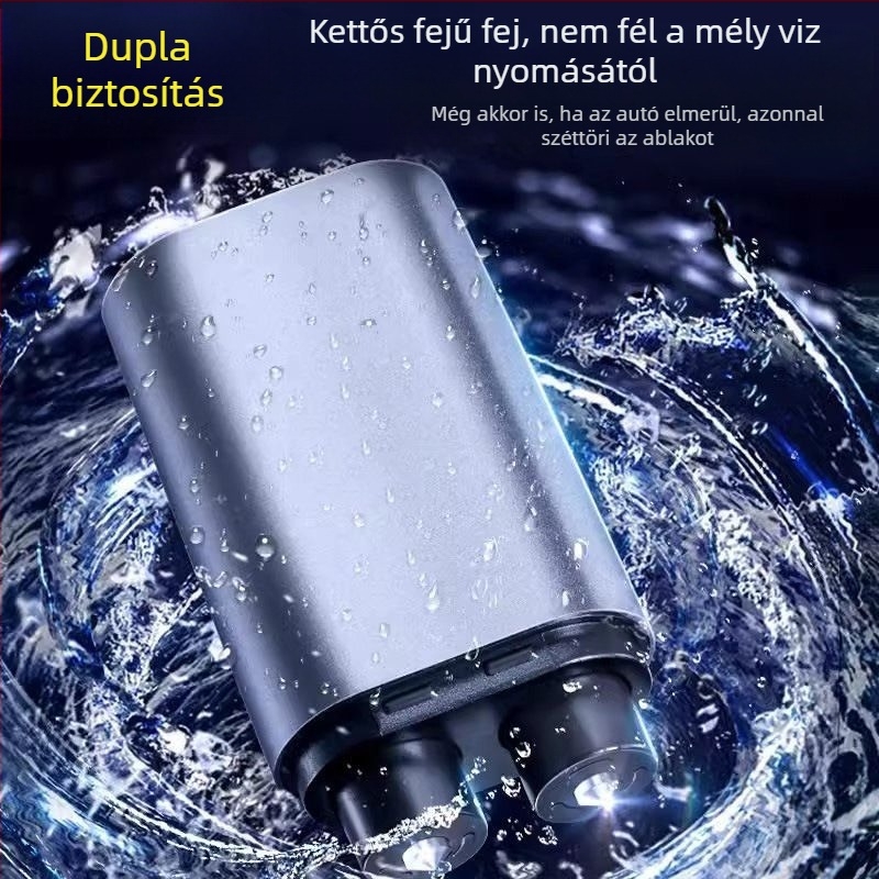 Autóba szerelhető többfunkciós biztonsági kalapács ablakbetörővel és biztonsági öv vágóval, sürgősségi meneküléshez