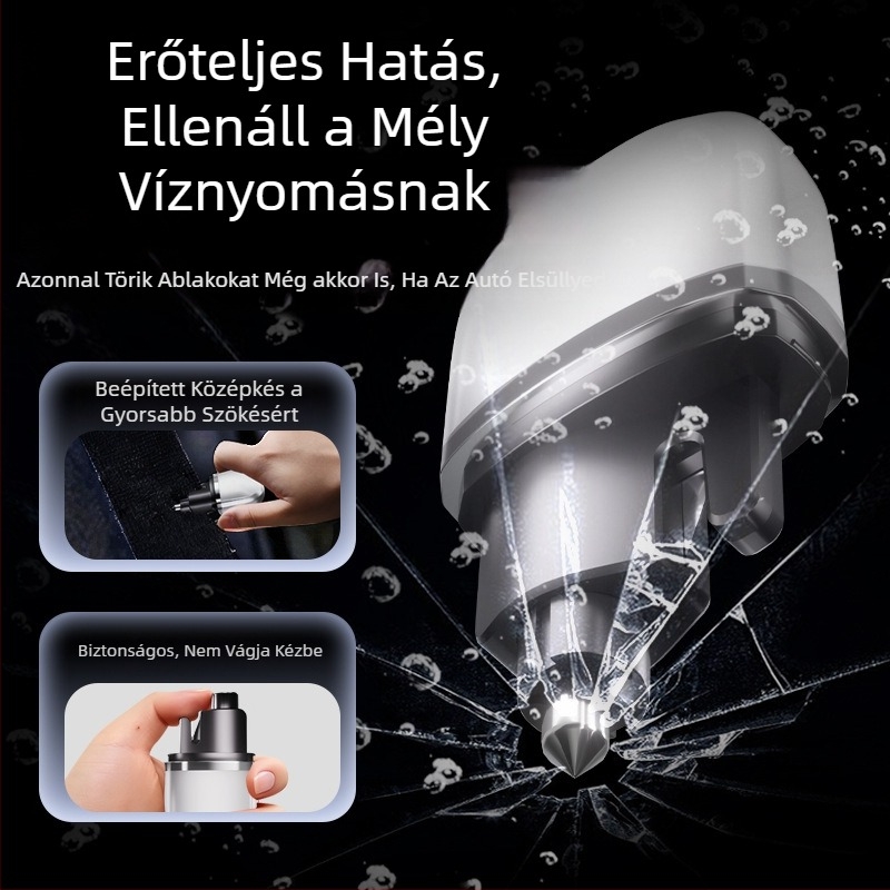Mini hordozható autóbiztonsági kalapács üvegvágóval, kétfunkciós, fémből, testreszabható, súly 116 g