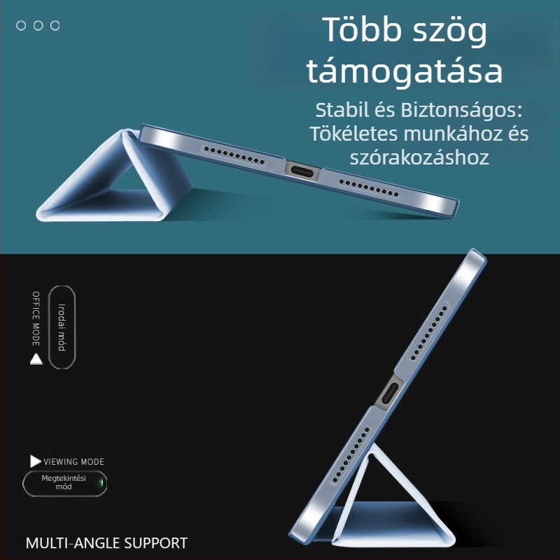 Háromrészes merev tok 12,9 hüvelykes, Mini 7, Air 5 és 11 hüvelykes iPad modellekhez, kompatibil az iPad 10,2 hüvelykes.