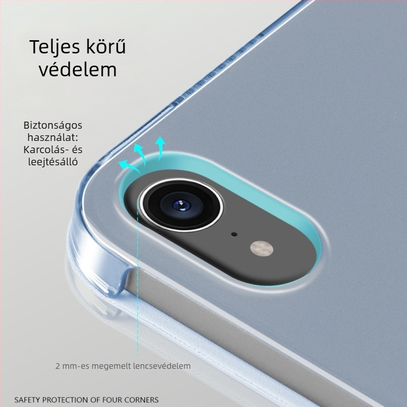 Háromrészes merev tok 12,9 hüvelykes, Mini 7, Air 5 és 11 hüvelykes iPad modellekhez, kompatibil az iPad 10,2 hüvelykes.