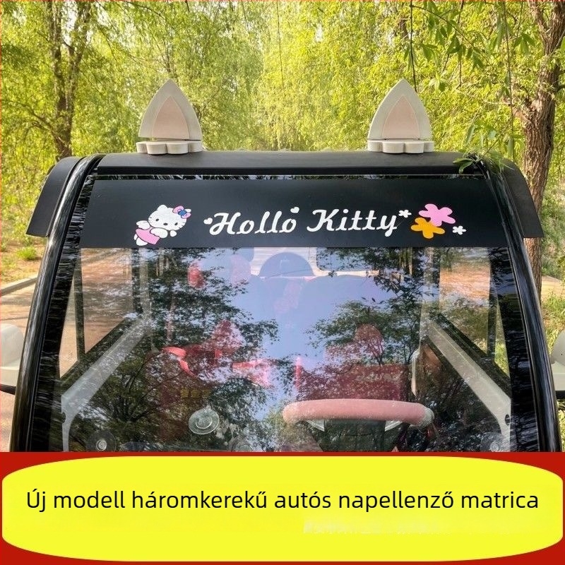 Autókhoz készült napvédő matricák: dekoratív ablakmatricák az első és a hátsó üvegre triciklikekhez, elektromos járművekhez és négykerekű járművekhez
