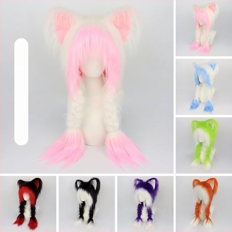 Macskaujjú plüss sapka, Y2K-stílusú, felnőtteknek; Márka: New Domain; Felnőtteknek; Nyár 2024