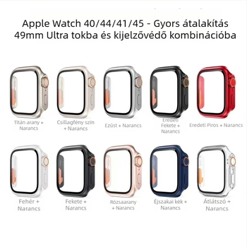 Apple Watch védőtok iWatch 7/8-höz, PC anyag, beépített kijelzővédő (Kompatibilitás: iWatch 7/8; Anyag: PC; Kijelzővédő: Beépített)