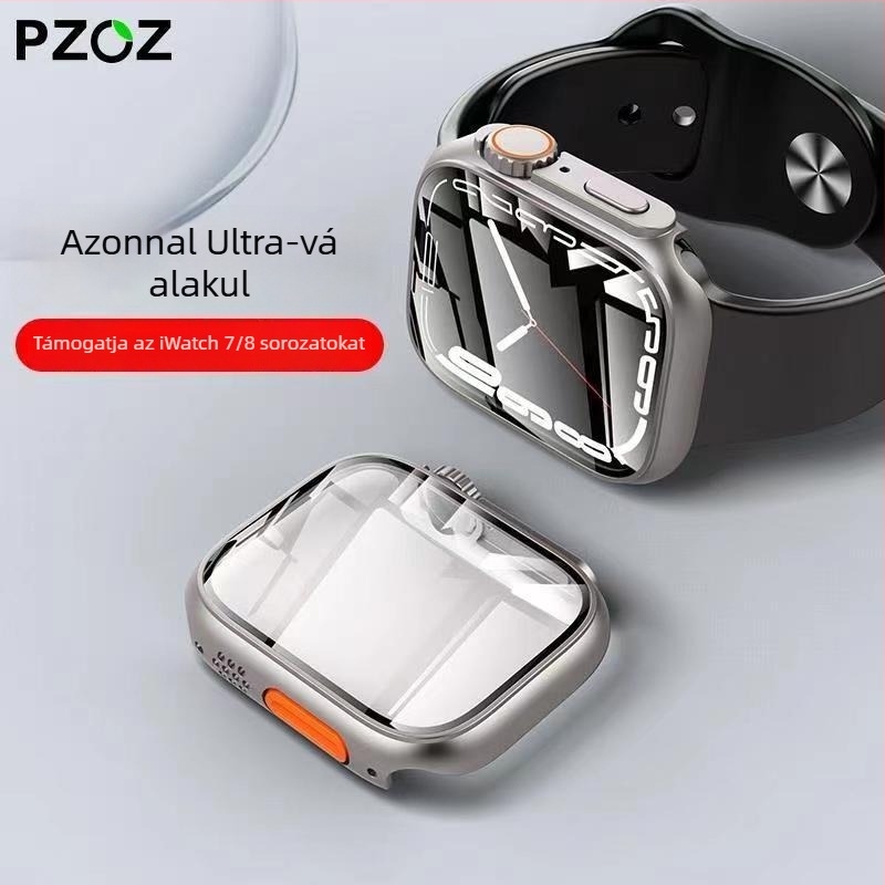 Apple Watch védőtok iWatch 7/8-höz, PC anyag, beépített kijelzővédő (Kompatibilitás: iWatch 7/8; Anyag: PC; Kijelzővédő: Beépített)