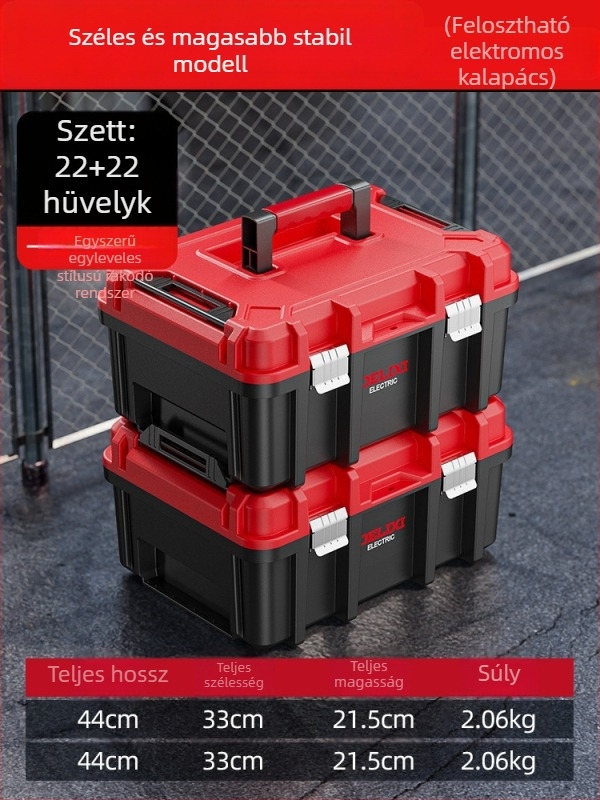 Delixi műanyag szerszámtároló doboz – hordozható villanyszerelő eszköztároló, multifunkcionális, megerősített műanyag