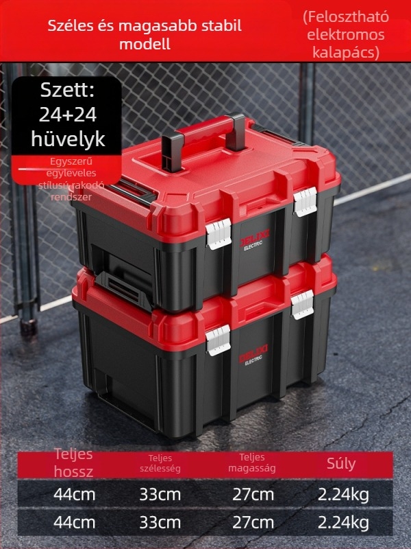Delixi műanyag szerszámtároló doboz – hordozható villanyszerelő eszköztároló, multifunkcionális, megerősített műanyag