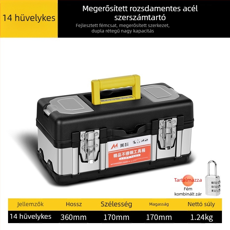 Fém szerszámtartó doboz moduláris kialakítással, rozsdamentes acél sorozat