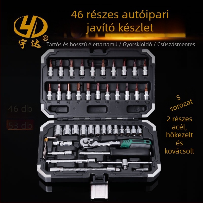 Yuda autószerszám-készlet, krom-molibden acél, mechanikai karbantartás, autó- és otthoni karbantartás, gépjavítás