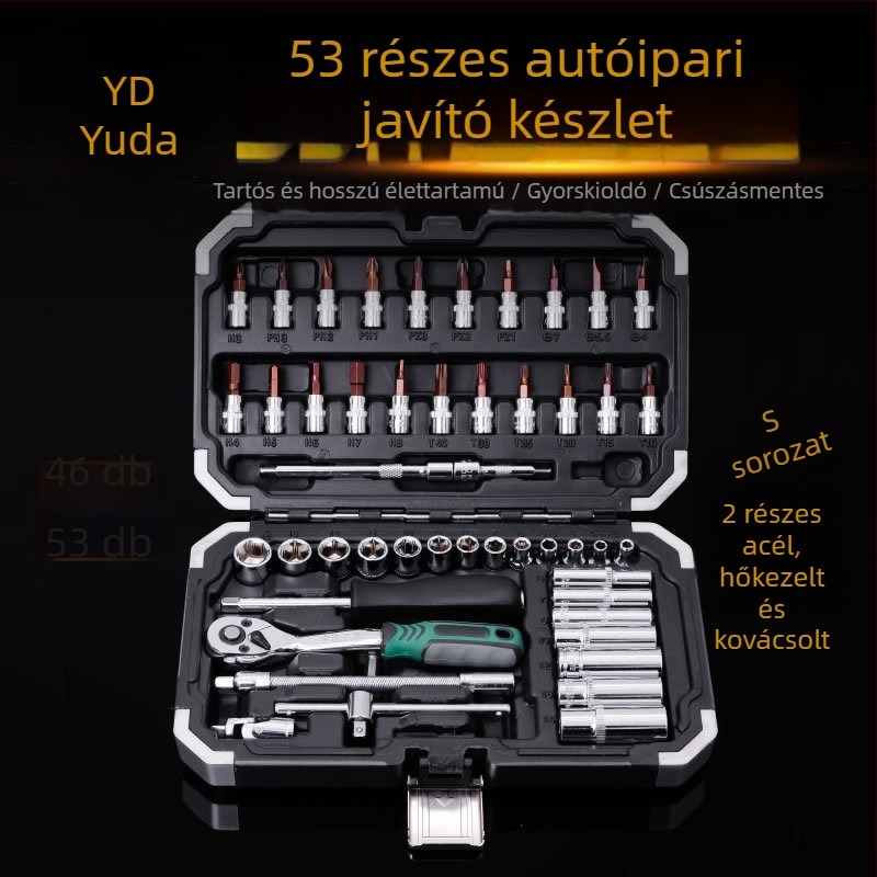 Yuda autószerszám-készlet, krom-molibden acél, mechanikai karbantartás, autó- és otthoni karbantartás, gépjavítás