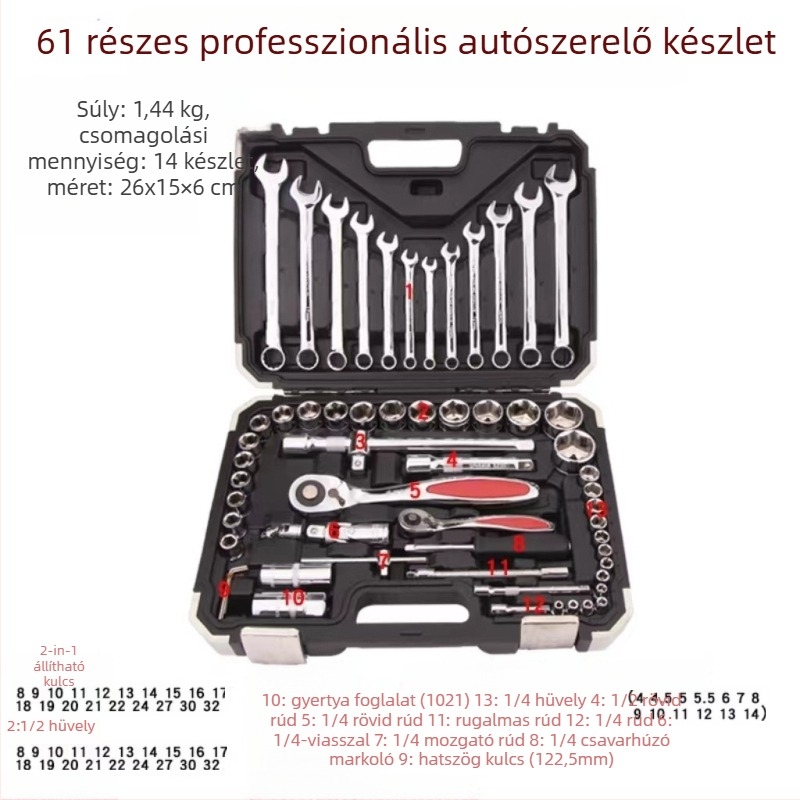 Yuda autószerszám-készlet, krom-molibden acél, mechanikai karbantartás, autó- és otthoni karbantartás, gépjavítás