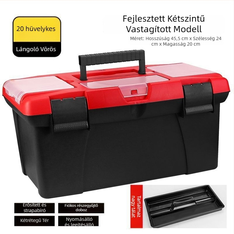 Plasztikus szerszámkoffer, vastagított, multifunkcionális tároló, otthoni és autós használatra (Márka: Powerful factory; Fő cél: Drone box; Típus: Plasztikus szerszámkoffer)