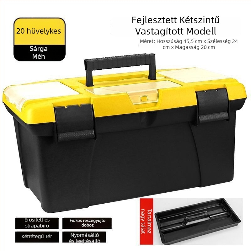 Plasztikus szerszámkoffer, vastagított, multifunkcionális tároló, otthoni és autós használatra (Márka: Powerful factory; Fő cél: Drone box; Típus: Plasztikus szerszámkoffer)