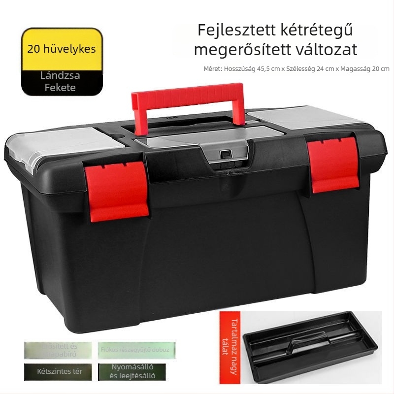 Plasztikus szerszámkoffer, vastagított, multifunkcionális tároló, otthoni és autós használatra (Márka: Powerful factory; Fő cél: Drone box; Típus: Plasztikus szerszámkoffer)