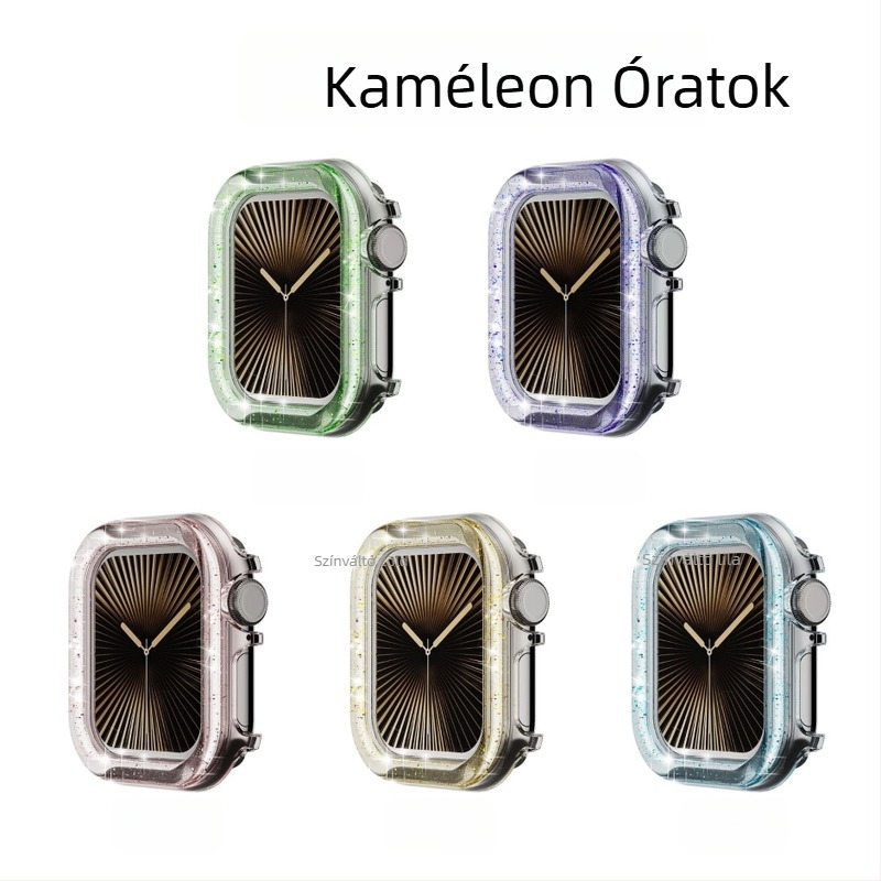 Kaméleon tok Apple Watchhoz — csillogó tok műanyag szíjhoz, 45mm/49mm