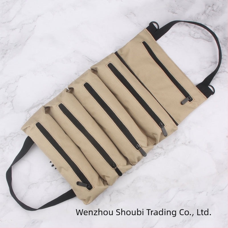 Kompakt roll-up szerszámtáska villanyszerelő számára, többfunkciós javításhoz és szerszámtároláshoz az autóban