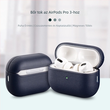 Roland Shell AirPods Pro3 valódi bőr védőtok, dombornyomott felülettel, kompatibil Apple AirPods Pro3
