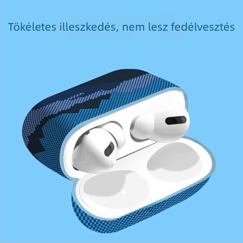 AirPods védőtok - alpesi szénszálas minta, krokodilbőr fólia, általános célú, Apple AirPods-kompatibilis