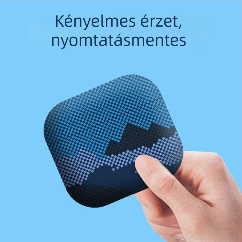 AirPods védőtok - alpesi szénszálas minta, krokodilbőr fólia, általános célú, Apple AirPods-kompatibilis