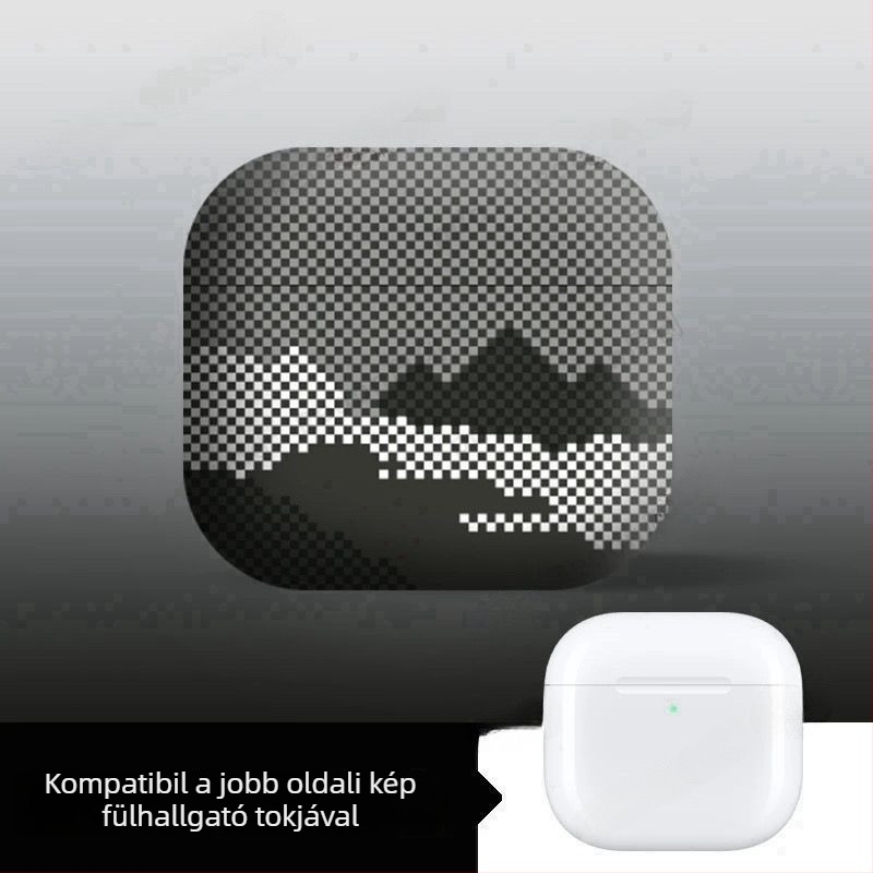 AirPods védőtok - alpesi szénszálas minta, krokodilbőr fólia, általános célú, Apple AirPods-kompatibilis