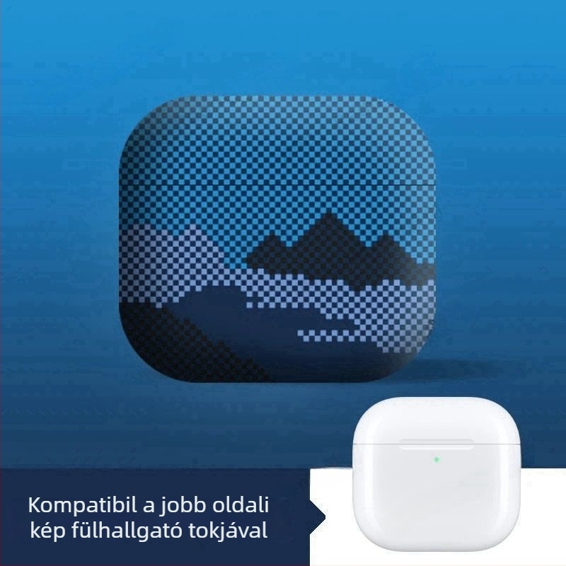 AirPods védőtok - alpesi szénszálas minta, krokodilbőr fólia, általános célú, Apple AirPods-kompatibilis