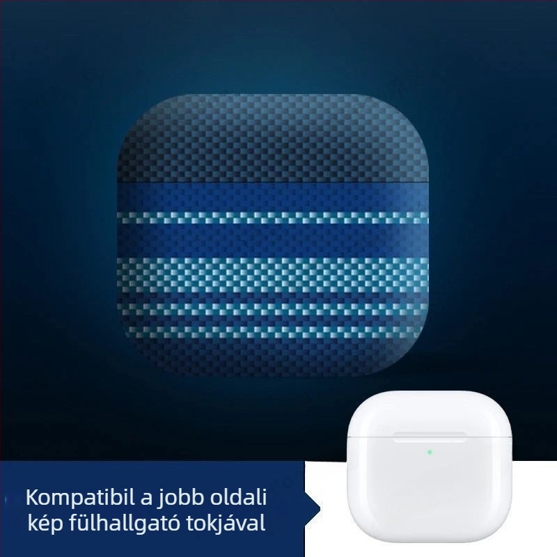 AirPods védőtok - alpesi szénszálas minta, krokodilbőr fólia, általános célú, Apple AirPods-kompatibilis