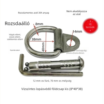 Rozsdamentes acél autó parkolási zár, vastagított és megerősített, ütés- és vandálbiztos, nyomásálló, állítható
