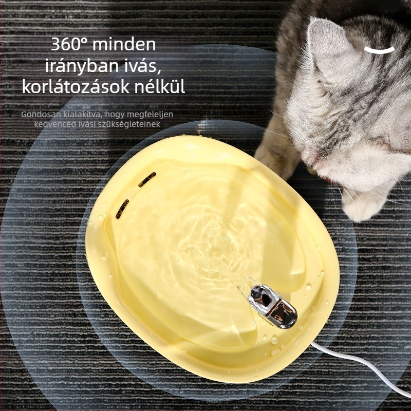 Csendes háziállat itatópohár kettős szűréssel és automatikus vízellátással, USB interfész (macska és kutya számára)
