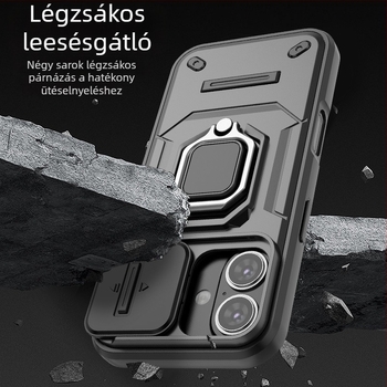 iPhone hátlapi tok állvánnyal, mágneses rögzítéssel és pormentes objektívvédővel