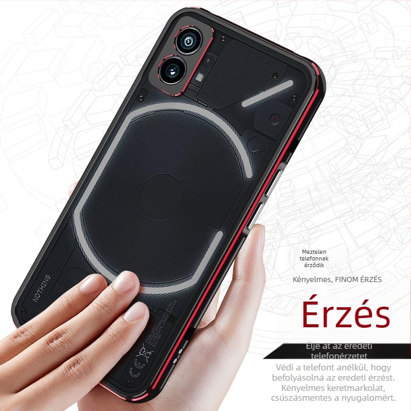 Nothing Phone 1-hez készült átlátszó telefontok fémkerettel, zárócsavaros kivitel, Aurora stílus