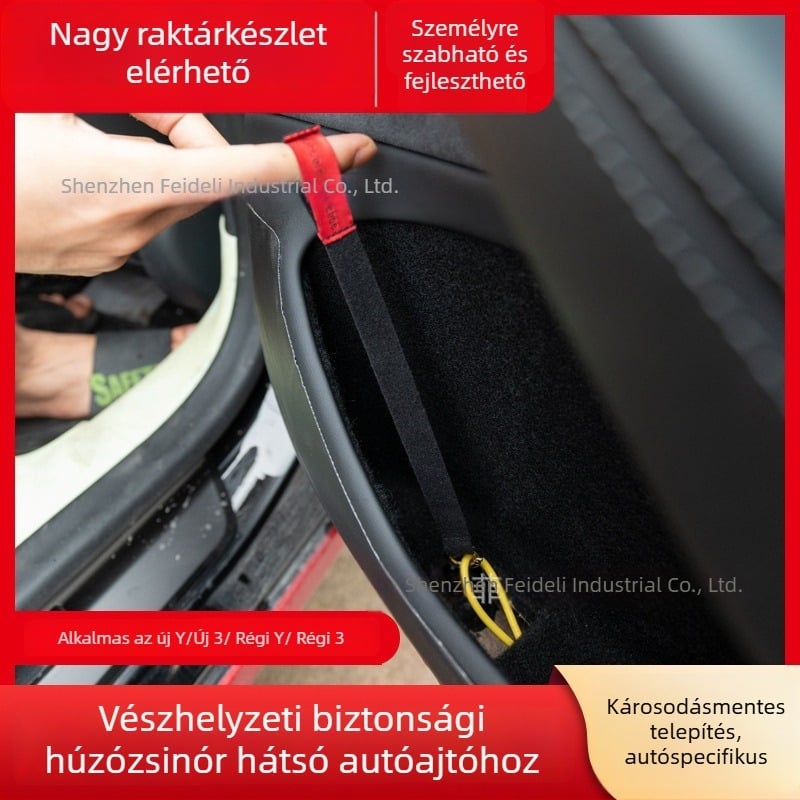 Federer Tesla Model 3/Y vészhelyzeti hátsó mechanikus ajtózár fogantyú húzózsinórral (új verzió)