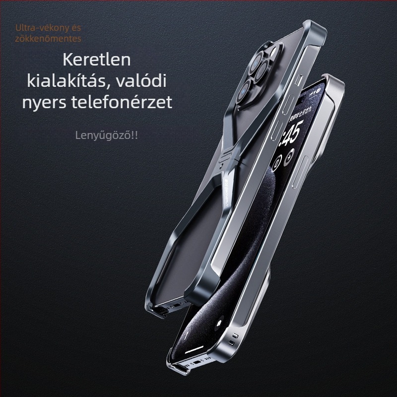 iPhone 17 Pro Maxhoz tervezett alumínium ötvözetű, üreges keret nélküli védőtok hőleadással