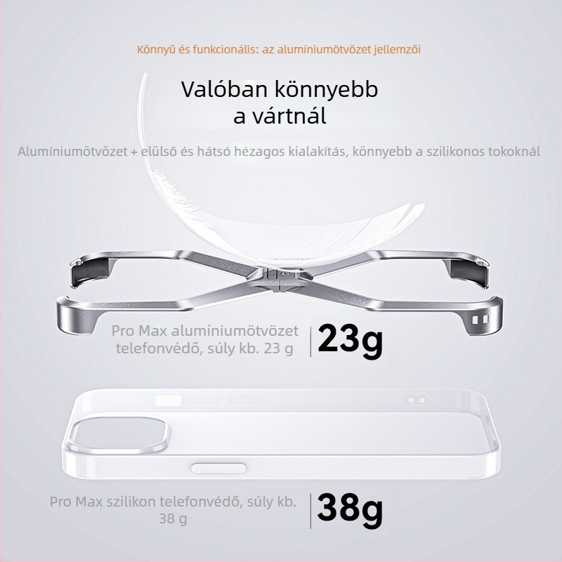iPhone 17 Pro Maxhoz tervezett alumínium ötvözetű, üreges keret nélküli védőtok hőleadással