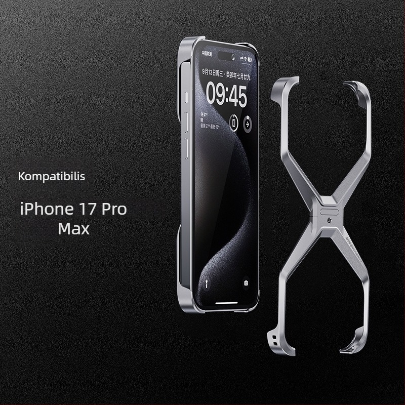 iPhone 17 Pro Maxhoz tervezett alumínium ötvözetű, üreges keret nélküli védőtok hőleadással