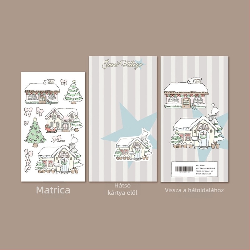 Karácsonyi naplózási matricák tájképpel, szintetikus papír, koreai stílus, nyomtatás