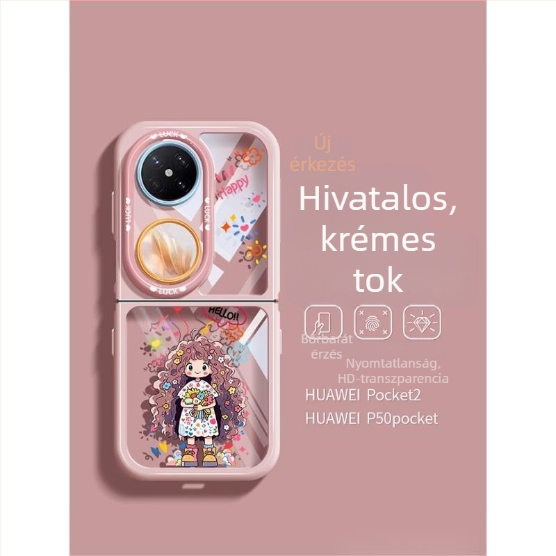 Huawei Pocket2 védőtok, átlátszó, teljes lefedés, kompatibilis a P50 Pocket összecsukható kijelzőjével, kopásálló