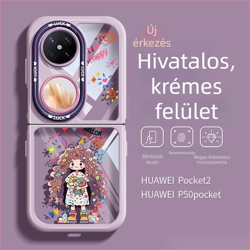 Huawei Pocket2 védőtok, átlátszó, teljes lefedés, kompatibilis a P50 Pocket összecsukható kijelzőjével, kopásálló