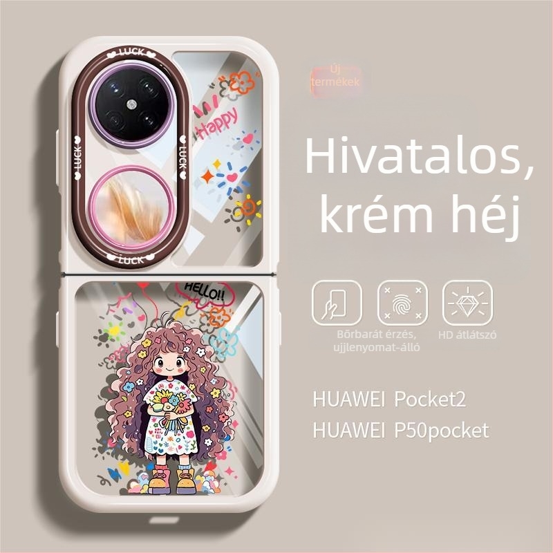 Huawei Pocket2 védőtok, átlátszó, teljes lefedés, kompatibilis a P50 Pocket összecsukható kijelzőjével, kopásálló