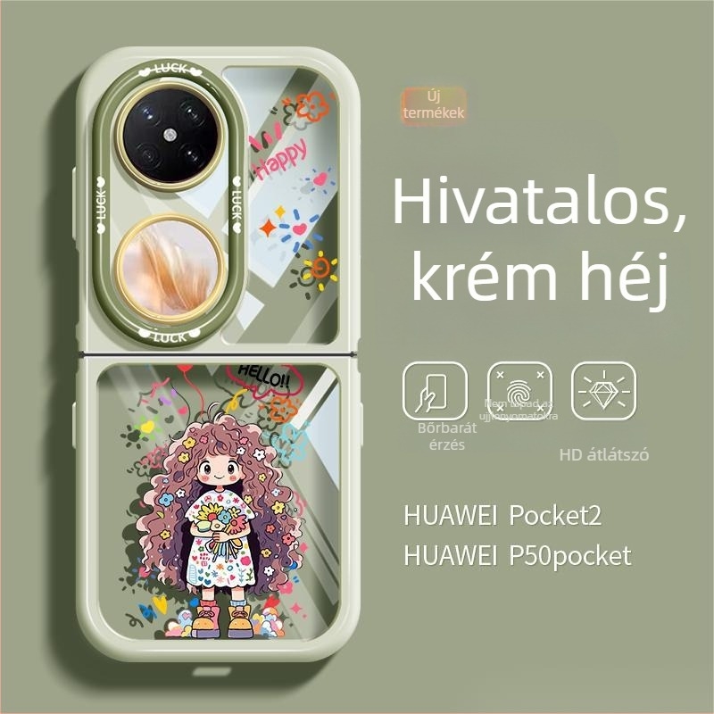 Huawei Pocket2 védőtok, átlátszó, teljes lefedés, kompatibilis a P50 Pocket összecsukható kijelzőjével, kopásálló