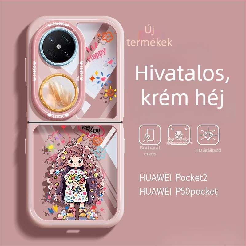 Huawei Pocket2 védőtok, átlátszó, teljes lefedés, kompatibilis a P50 Pocket összecsukható kijelzőjével, kopásálló