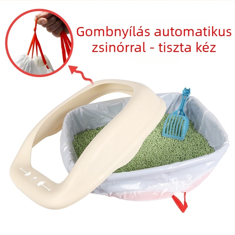 Kötözős macskaalom zacskó – Vastag PE anyagú, egyszer használatos