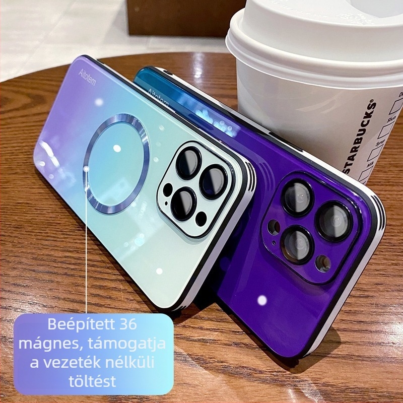 Gradient üveg MagSafe tok iPhone 14 Pro és iPhone 15 Pro Max számára — mágneses védőtok