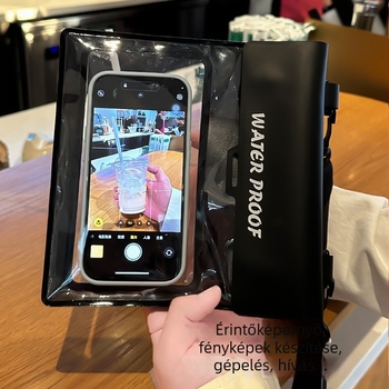 Vízálló mobiltelefon-táska érintőképernyővel, nagy kapacitású, PVC anyagú, forrópréses kivitelezés, úszáshoz alkalmas.
