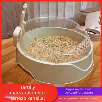 Macskaalom tál, fél-zárt kialakítás, cseppmentes, szagkezelés, PE anyag