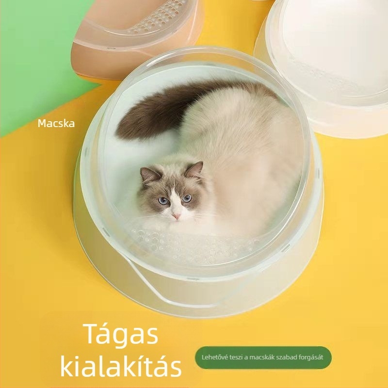 Macskaalom tál, fél-zárt kialakítás, cseppmentes, szagkezelés, PE anyag