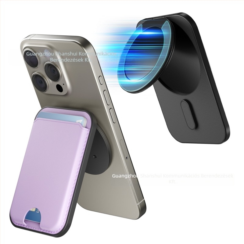 MagSafe kártyatartó iPhone-hoz — műbőr, többtámaszú állvány, mágneses zár, testreszabás és logó nyomtatás