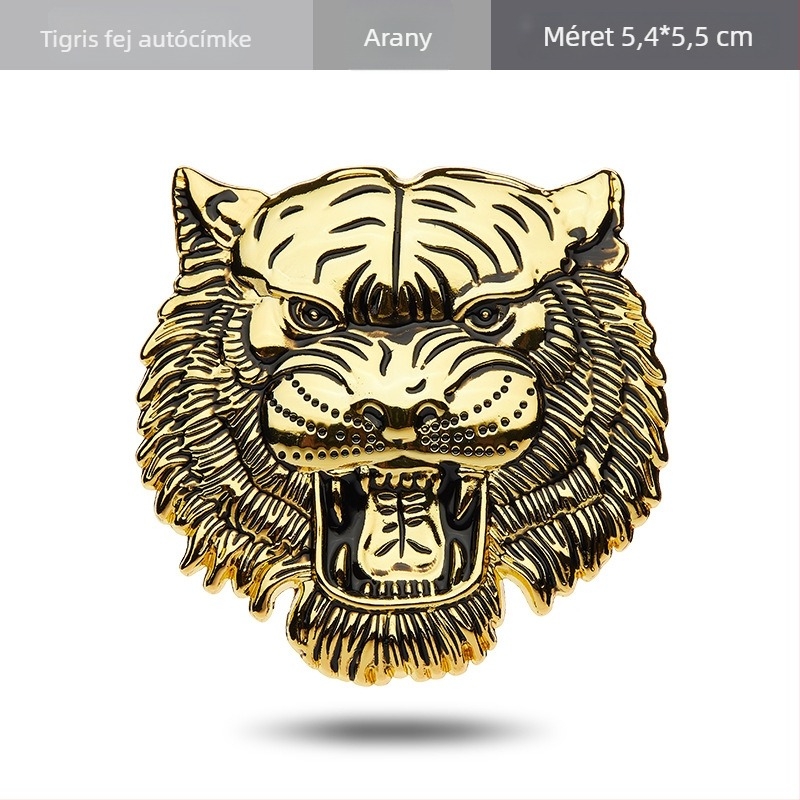 Chuangya Tiger Head 3D fém autójelvény és ablakmatrica – cink ötvözet, erős tapadás, mágneses rögzítés