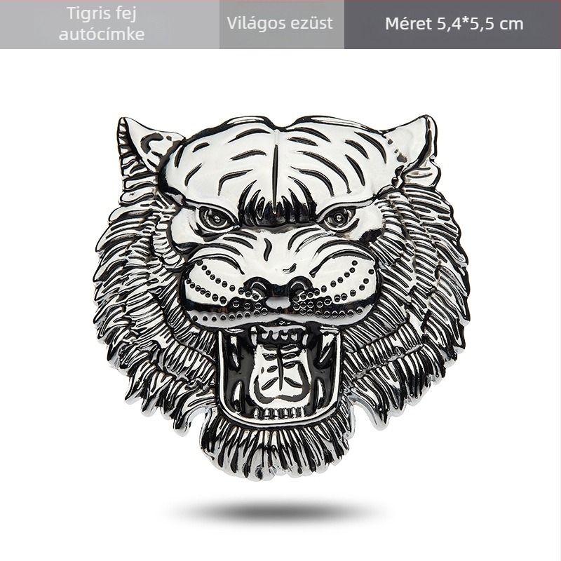 Chuangya Tiger Head 3D fém autójelvény és ablakmatrica – cink ötvözet, erős tapadás, mágneses rögzítés